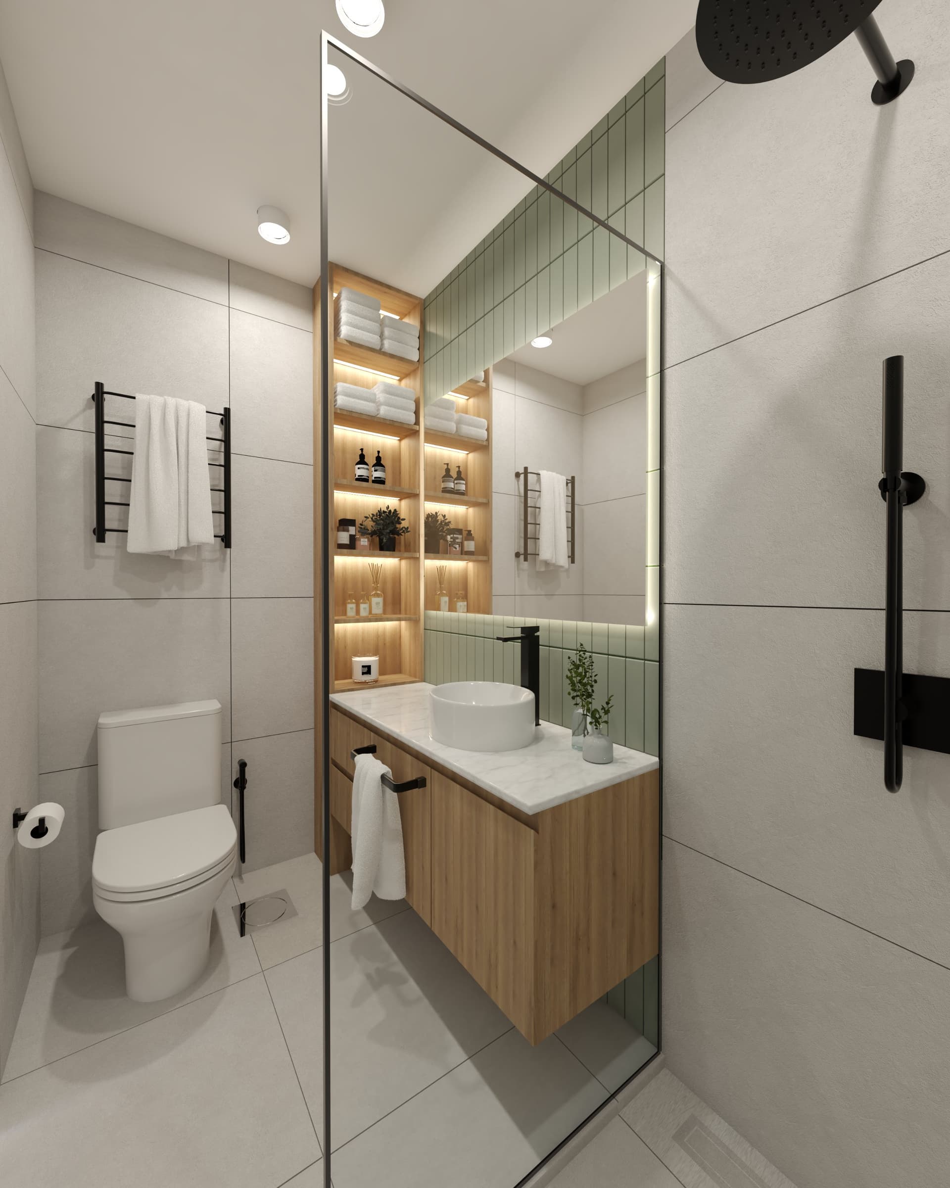 diseño interior completo de baño desarrollado por rüf arquitectura