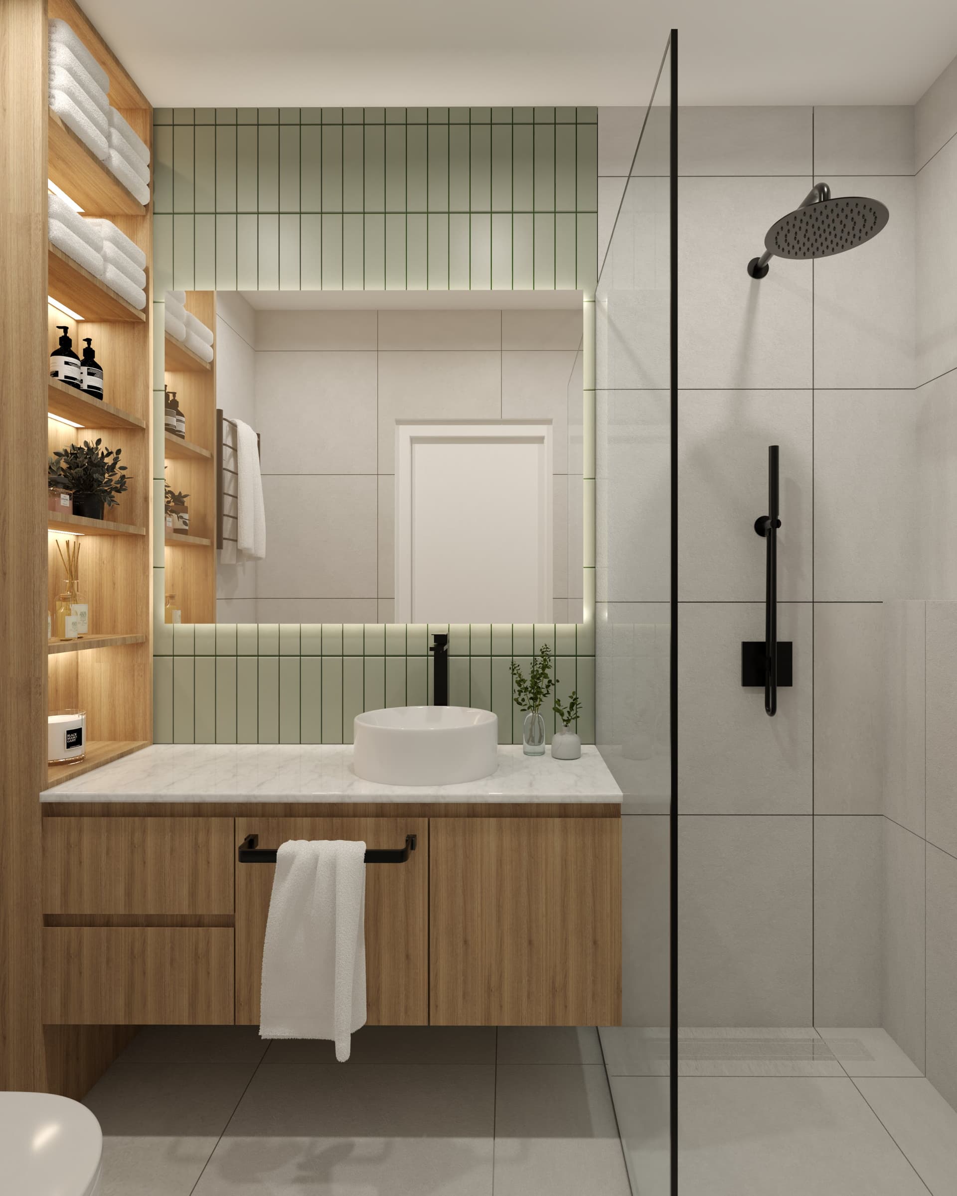 diseño interior completo de baño desarrollado por rüf arquitectura