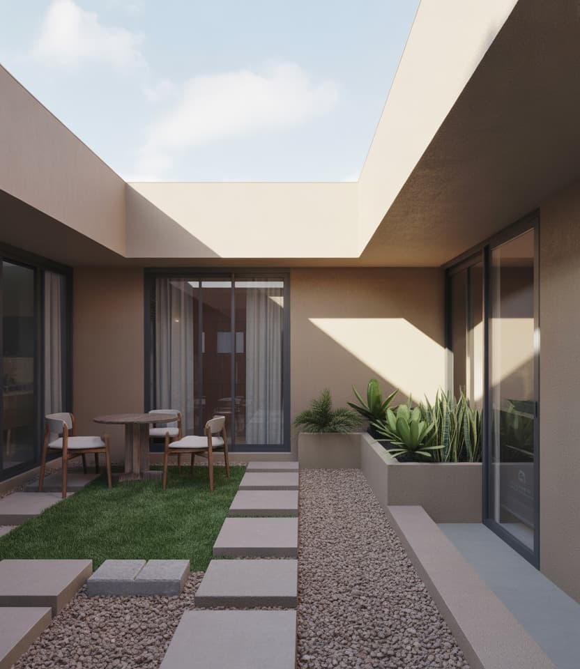 diseño exterior de patio desarrollado por rüf arquitectura